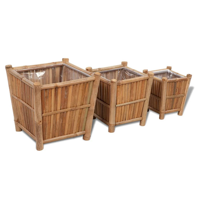 Vidaxl 3 St Plotters Bamboo surélevé avec doublure en nylon