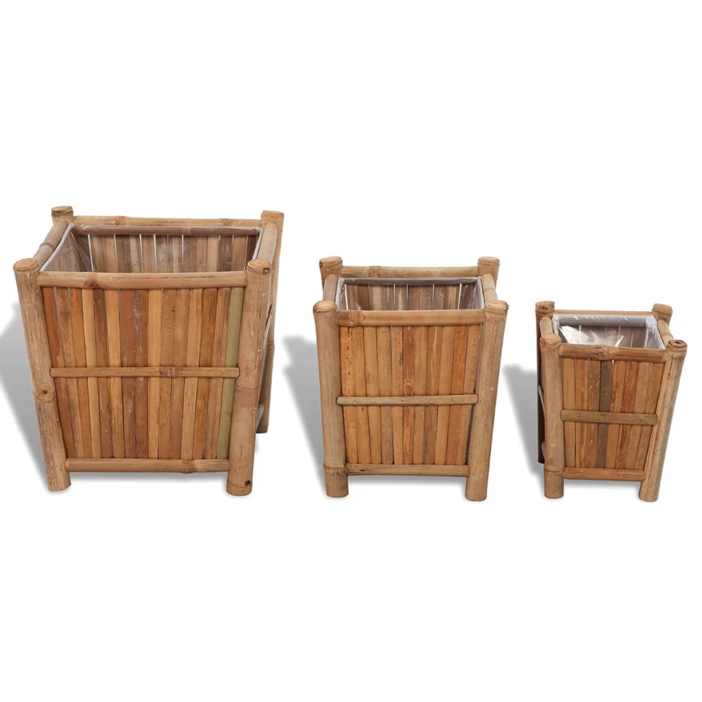Vidaxl 3 St Plotters Bamboo surélevé avec doublure en nylon