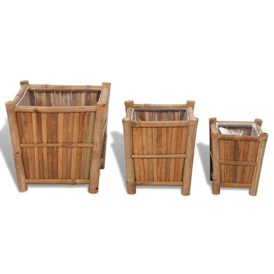 Vidaxl 3 St Plotters Bamboo surélevé avec doublure en nylon