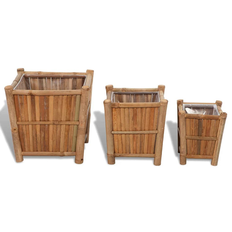 Vidaxl 3 St Plotters Bamboo surélevé avec doublure en nylon