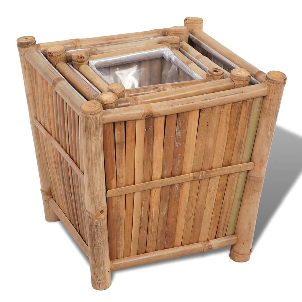 Vidaxl 3 St Plotters Bamboo surélevé avec doublure en nylon