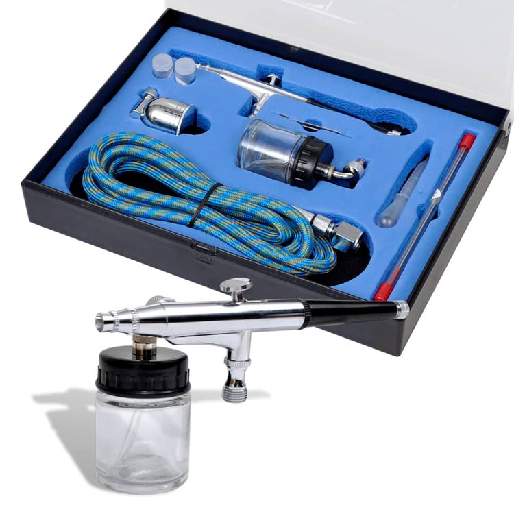 Vidaxl Airbrush Ensemble avec tasse en verre 0,2 0,3 0,5 mm de porte-parole
