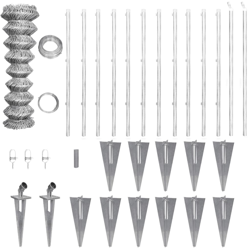 Fence à mailles Vidaxl avec des piles 25x1,5 m en acier galvanisé