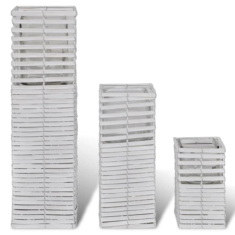 Vidaxl Candier tissé à la main 3 pièces blanches