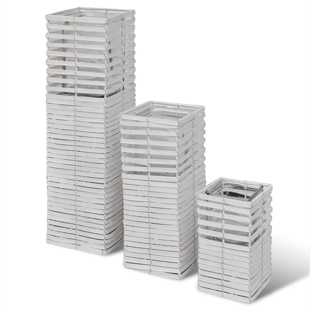 Vidaxl Candier tissé à la main 3 pièces blanches