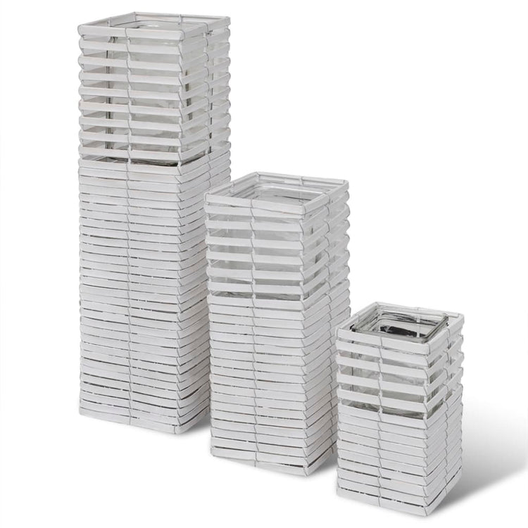 Vidaxl Candier tissé à la main 3 pièces blanches