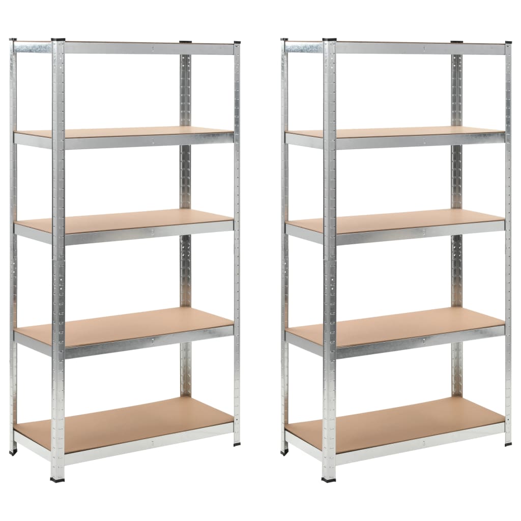 Rack de stockage Vidaxl 5 couches 2 st en acier et en bois transformé de couleur