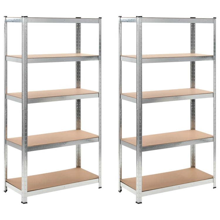 Rack de stockage Vidaxl 5 couches 2 st en acier et en bois transformé de couleur