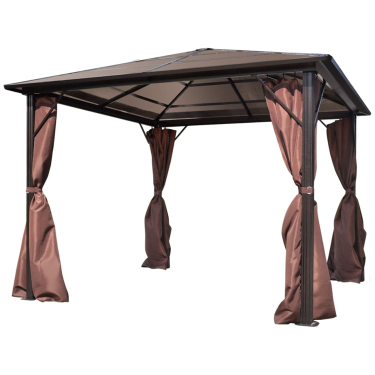 Arbor Vidaxl avec rideau 300x300 cm en aluminium brun