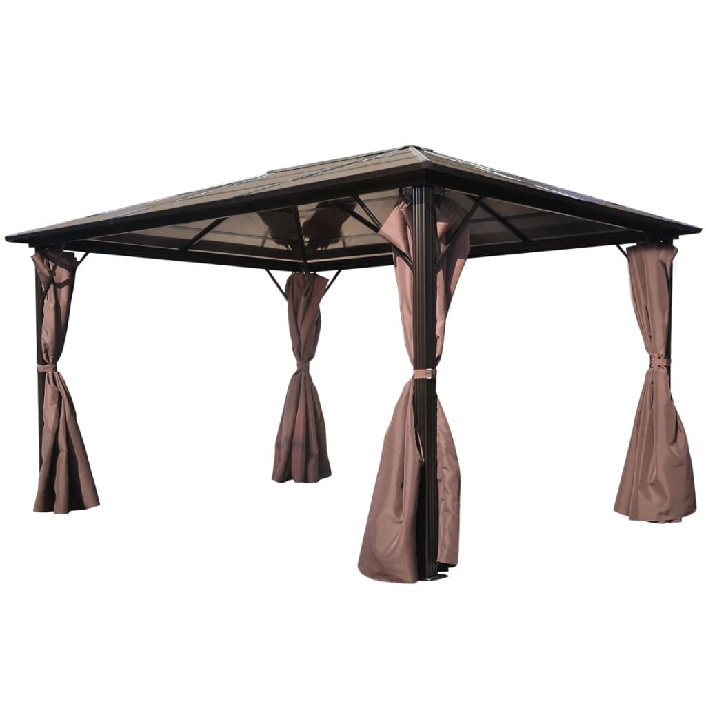 Arbor Vidaxl avec rideau 400x300 cm en aluminium brun