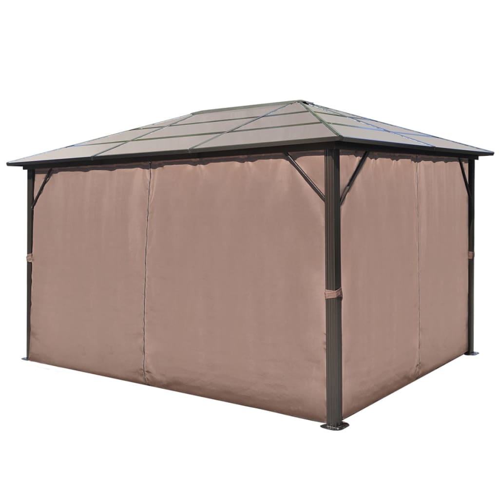 Arbor Vidaxl avec rideau 400x300 cm en aluminium brun