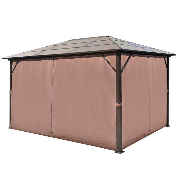 Arbor Vidaxl avec rideau 400x300 cm en aluminium brun