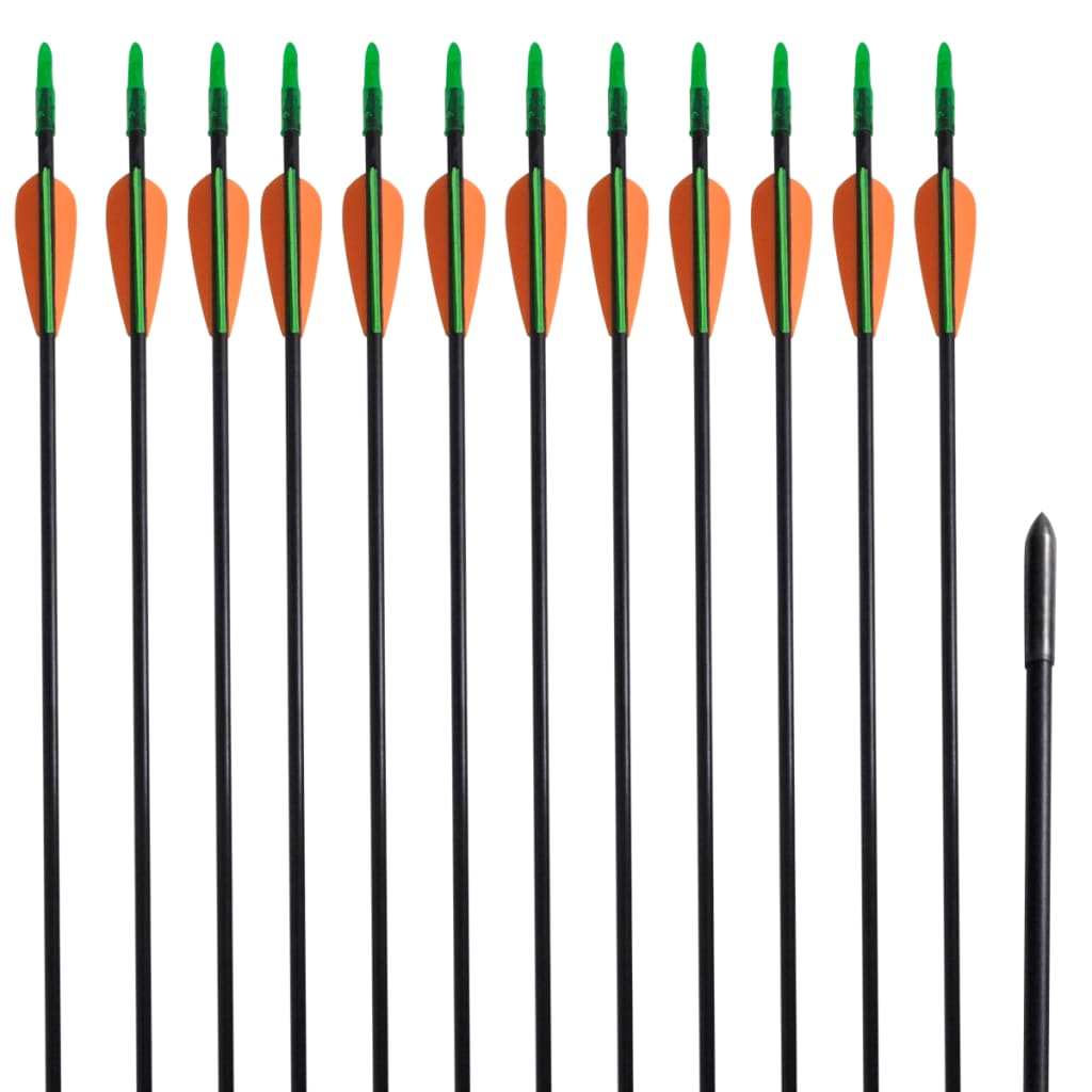Norme Vidaxl Recurveboog avec des flèches 30 0,6 cm Fiber Optic 12 pièces
