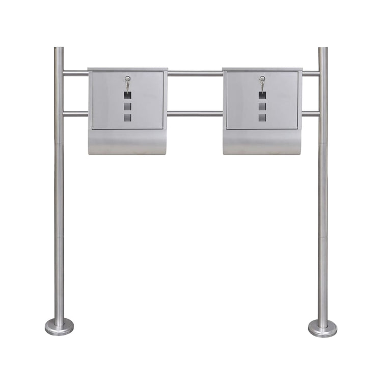 Vidaxl double boîte à lettres sur la norme en acier inoxydable