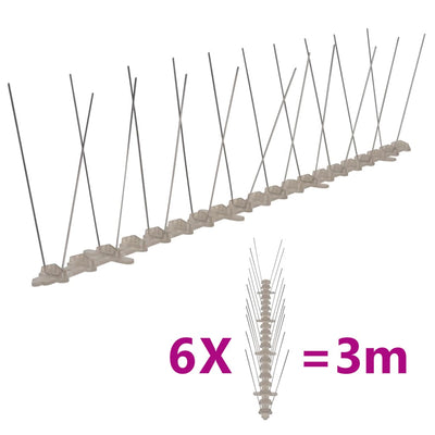 Vidaxl épingles oiseaux et pigeons à 2 rangées 6 pcs 3 m plastique