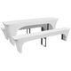 Études vidaxl pour table de bière et bancs étirement blanc 3 pièces 220 x 70 x 80 cm