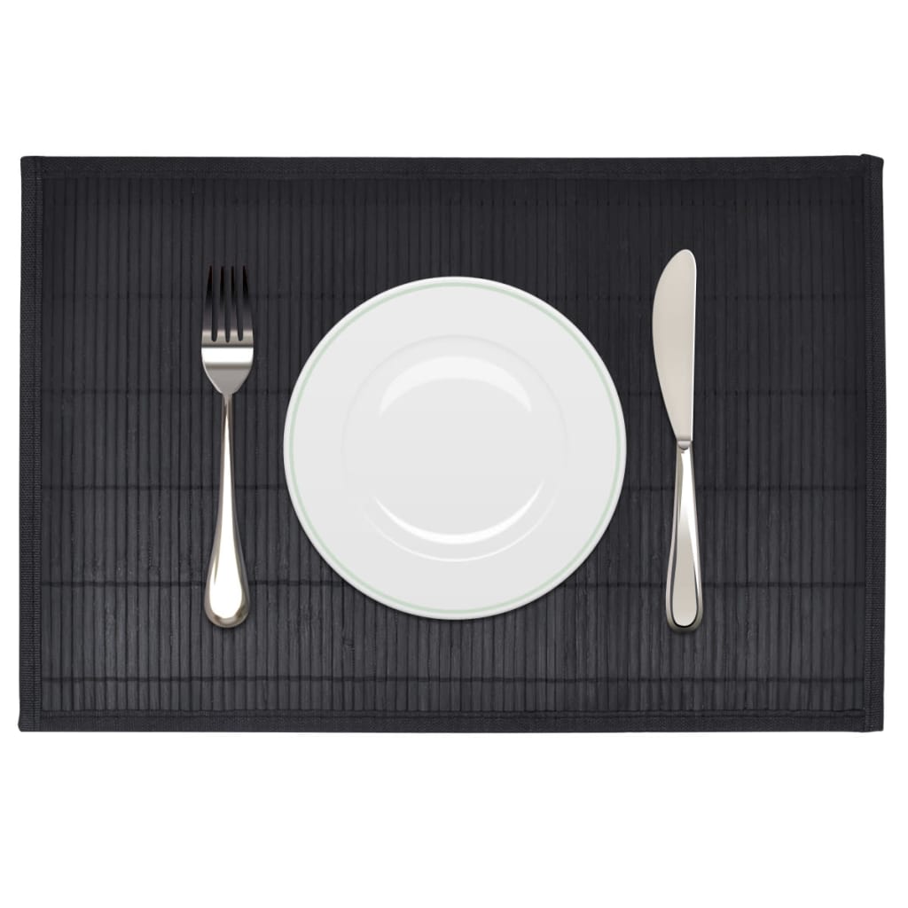 Vidaxl 6 Placemats Bamboo 30 x 45 cm noir