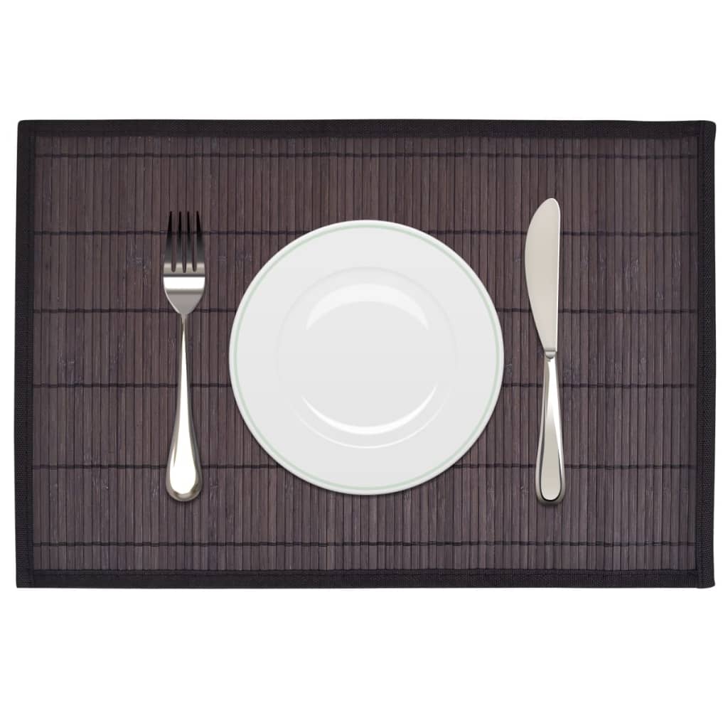 Vidaxl 6 Placemats Bamboo 30 x 45 cm brun foncé
