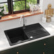 Évier vidaxl granite single évier avec drain réversible noir
