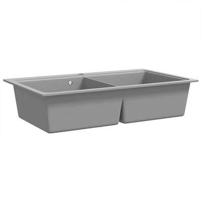 Structure de l'évier vidaxl Granite double bol gris