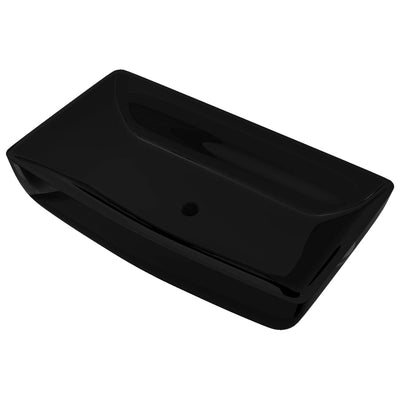 Évier vidaxl, céramique, rectangulaire, noir