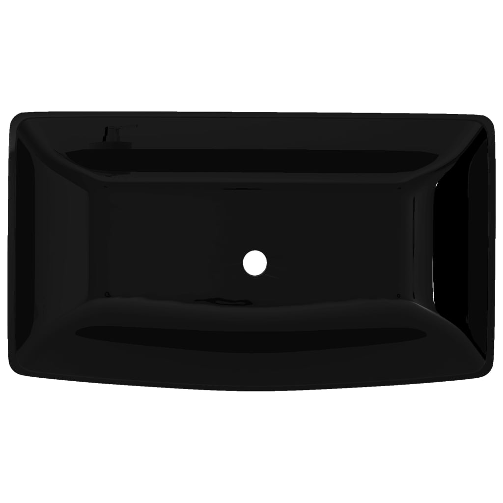 Évier vidaxl, céramique, rectangulaire, noir