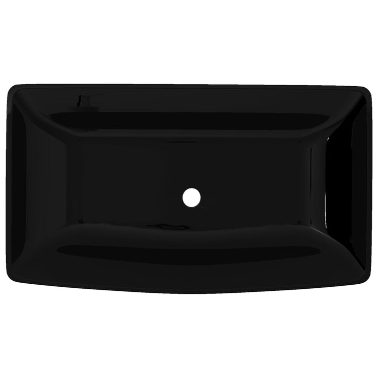 Évier vidaxl, céramique, rectangulaire, noir