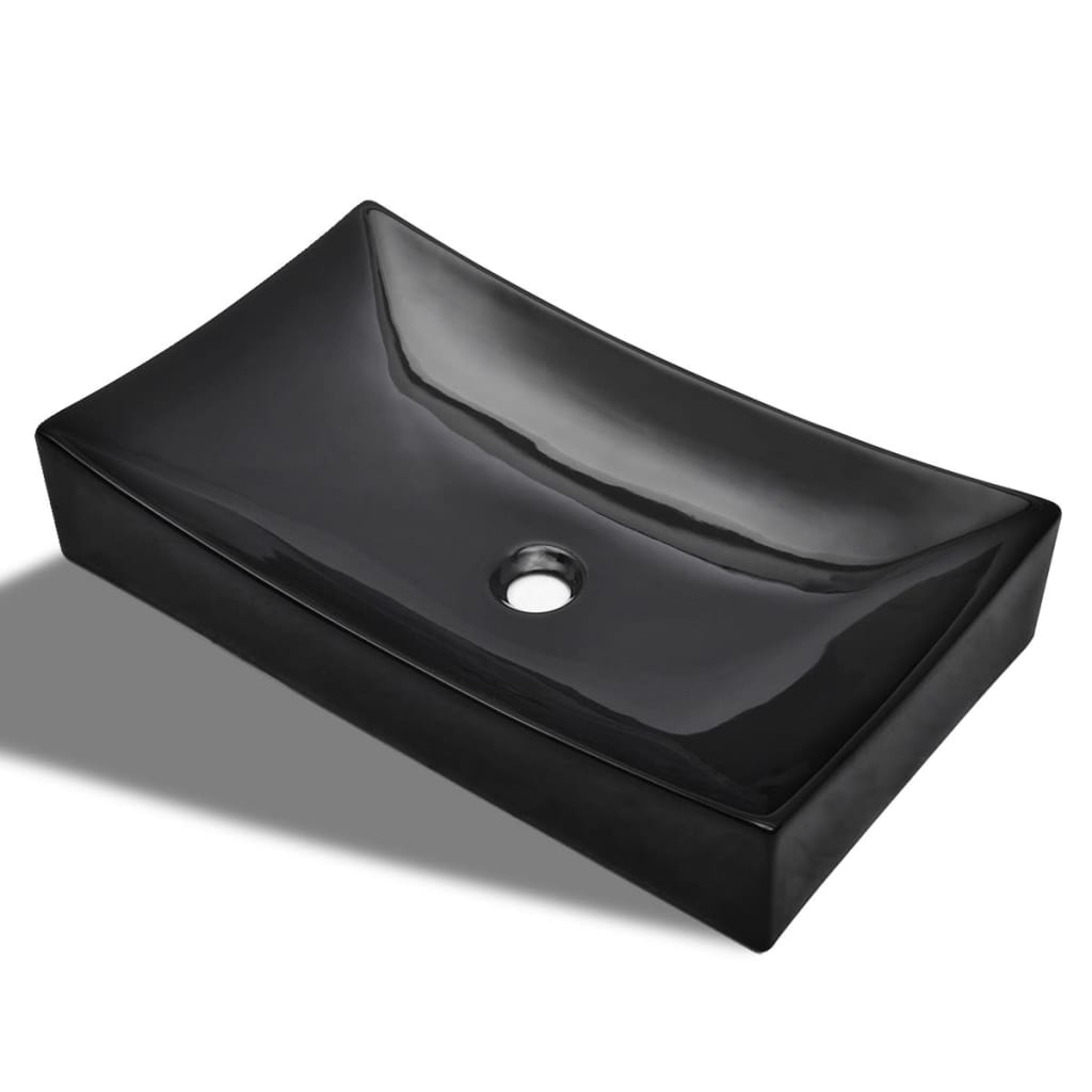 Vidaxl Washbasin, céramique, rectangulaire, noir