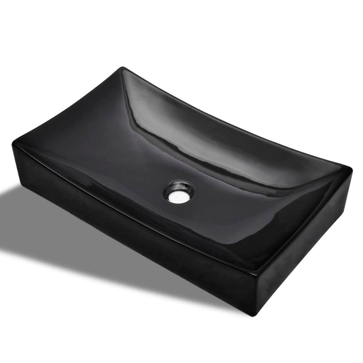 Vidaxl Washbasin, céramique, rectangulaire, noir