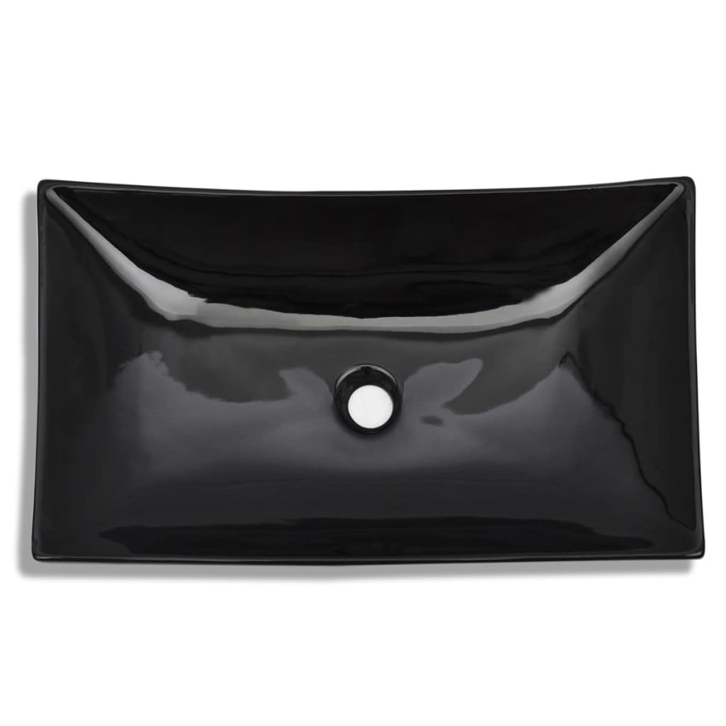 Vidaxl Washbasin, céramique, rectangulaire, noir
