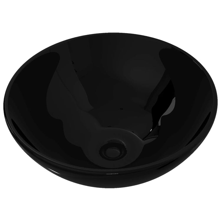 Vidaxl Washbasin, céramique, ronde, noir 325 mm
