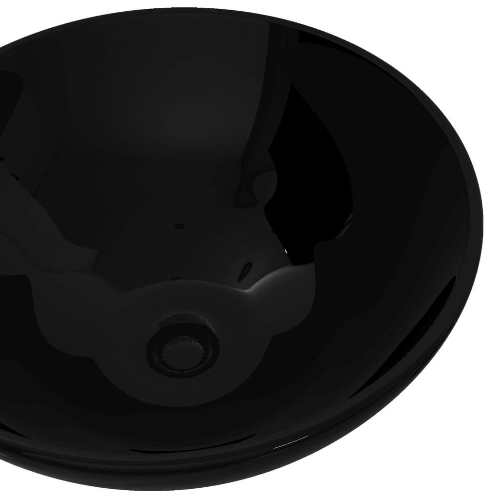 Vidaxl Washbasin, céramique, ronde, noir 325 mm