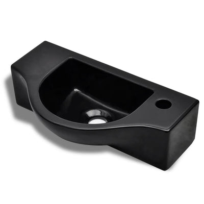 Vidaxl lavabo avec trou de grue en céramique noire