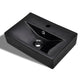 Vidaxl Washingin avec trou du robinet et atterrissage en céramique rectangulaire noire