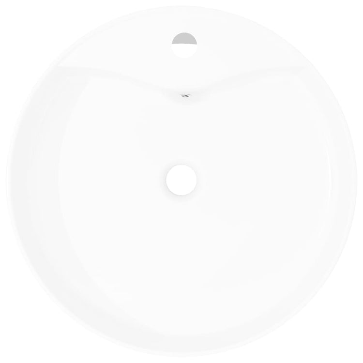 Vidaxl lavabo avec atterrissage, céramique, ronde, blanc