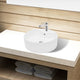 Vidaxl lavabo avec atterrissage, céramique, ronde, blanc