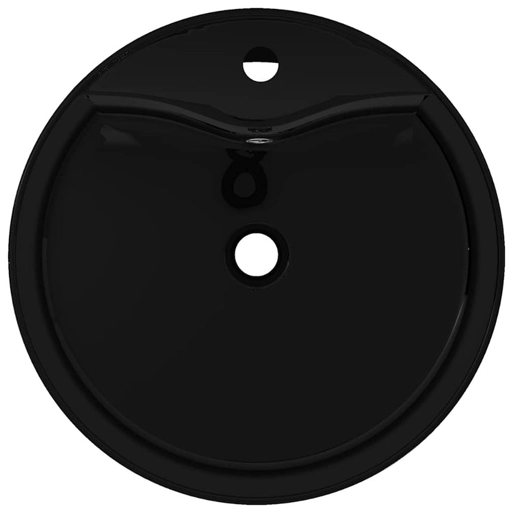Vidaxl lavabo avec un trou de grue et atterrissage autour du noir en céramique
