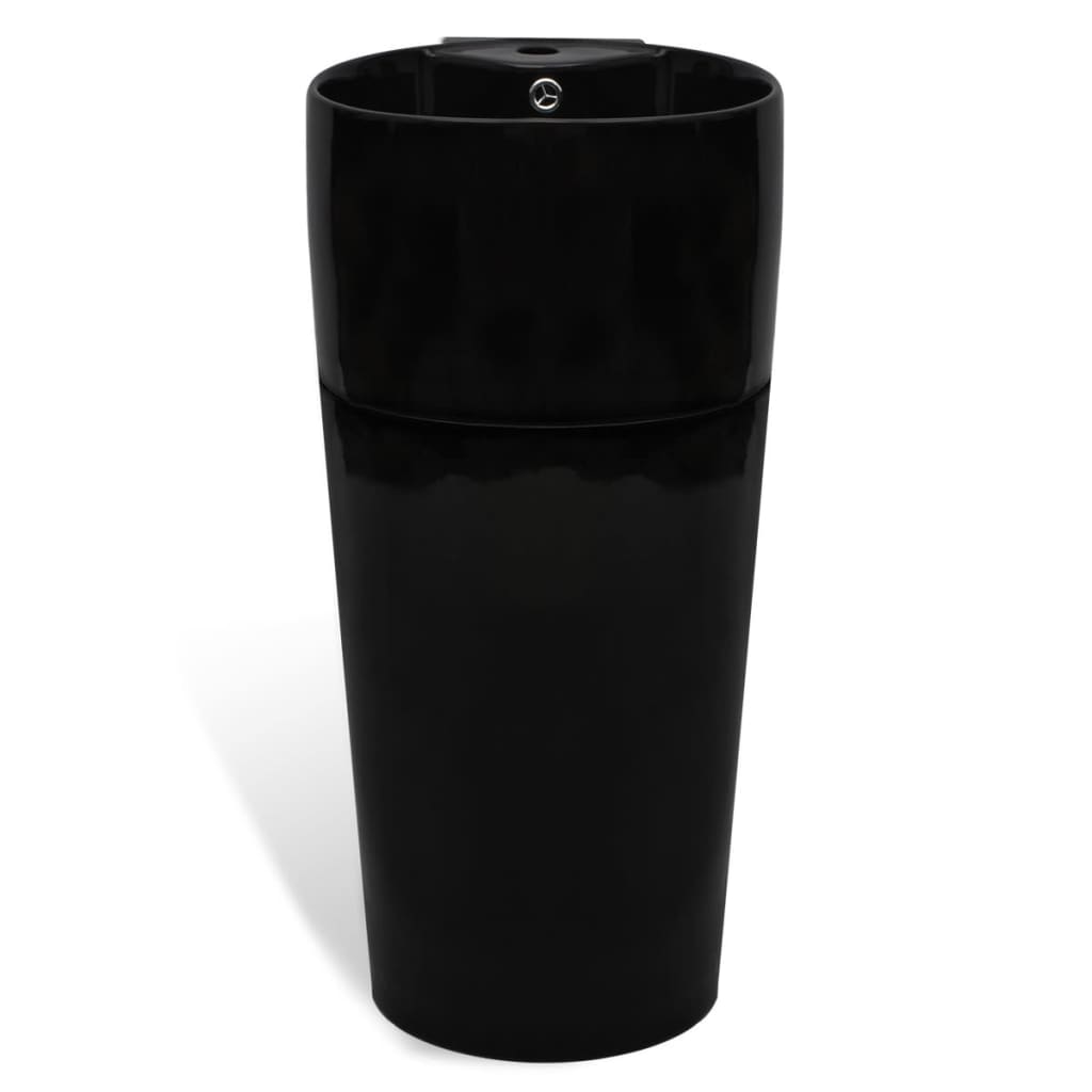 Évier debout vidaxl avec atterrissage et Taphole Black Round Ceramics