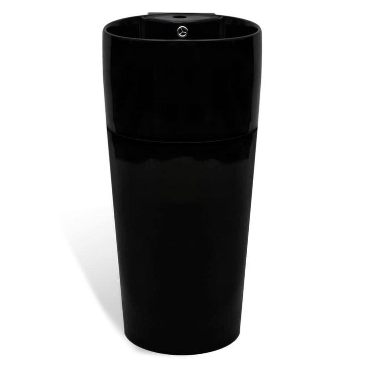 Évier debout vidaxl avec atterrissage et Taphole Black Round Ceramics
