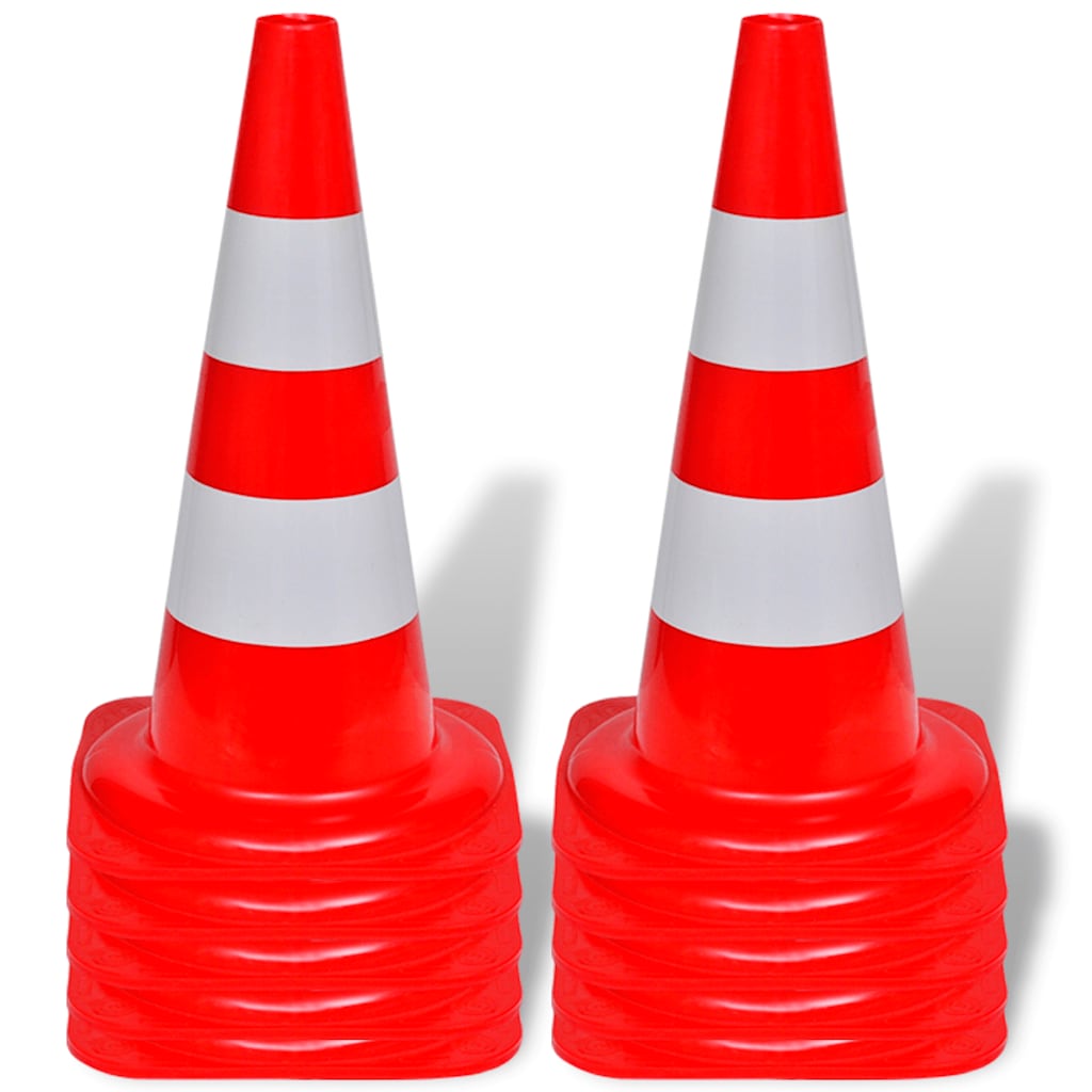 Cône de circulation Vidaxl reflétant 50 cm de rouge et blanc 10 PCS
