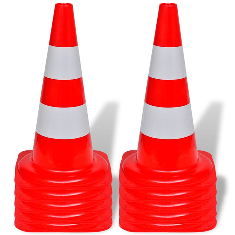 Cône de circulation Vidaxl reflétant 50 cm de rouge et blanc 10 PCS