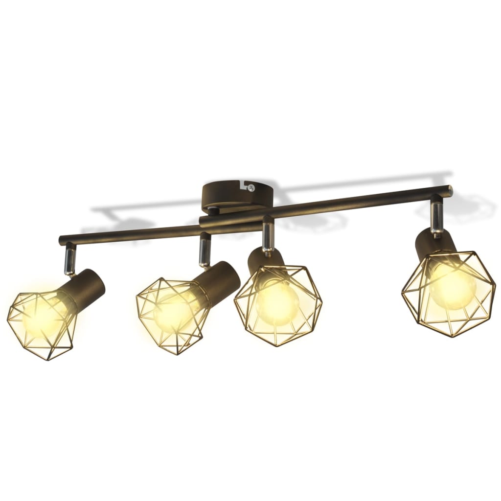 Vidaxl plafond avec 4 LEDS style industriel noir