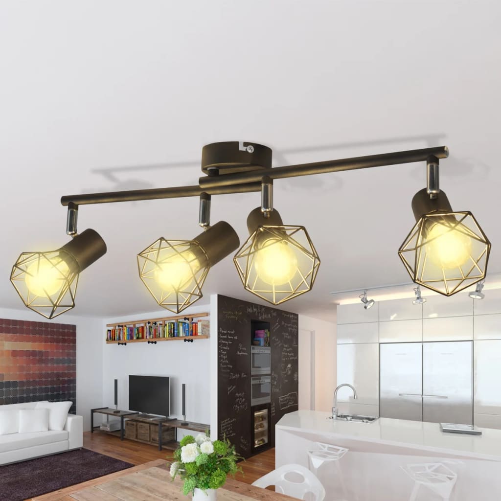 Vidaxl plafond avec 4 LEDS style industriel noir