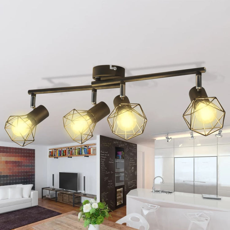 Vidaxl plafond avec 4 LEDS style industriel noir
