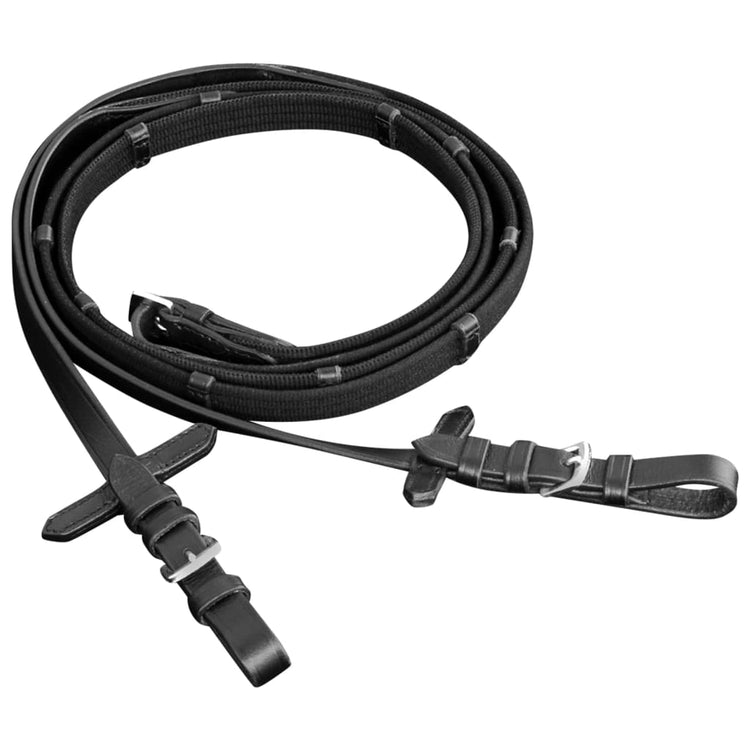 Vidaxl Cuir de bride avec une coulée de dix combinée, des rênes et un poney noir
