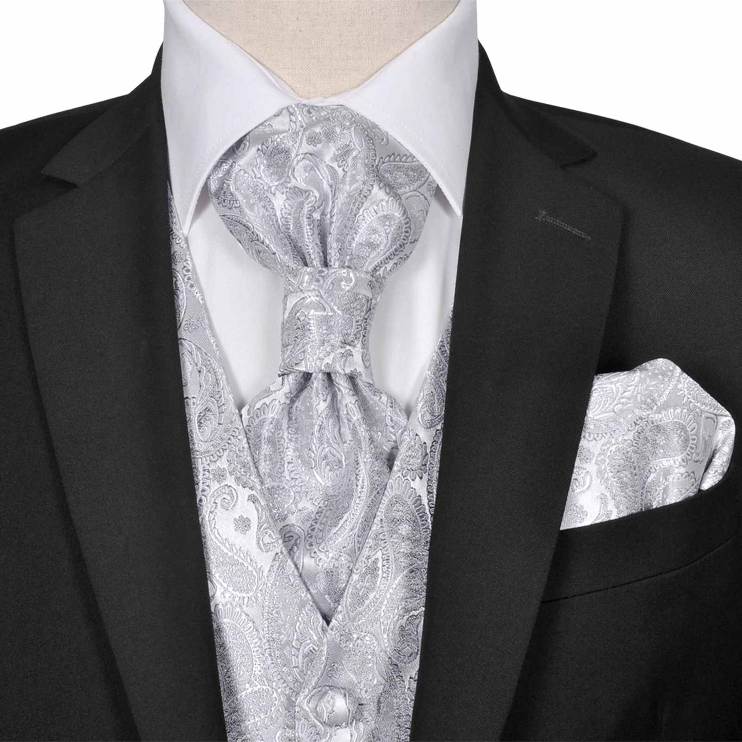 VidaXL ensemble gilet de mariage pour hommes argent 56 polyester