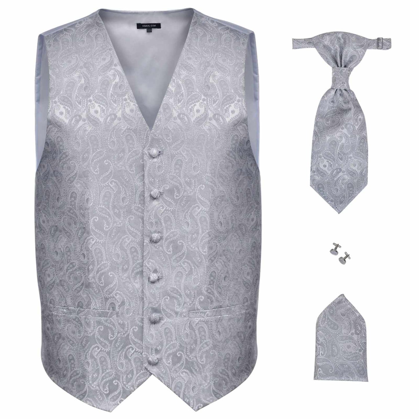 VidaXL ensemble gilet de mariage pour hommes argent 56 polyester