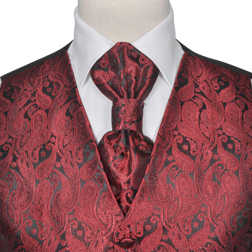 Vidaxl Paisley Mariage Carte Set pour hommes Taille 54 Bordeaux Rood
