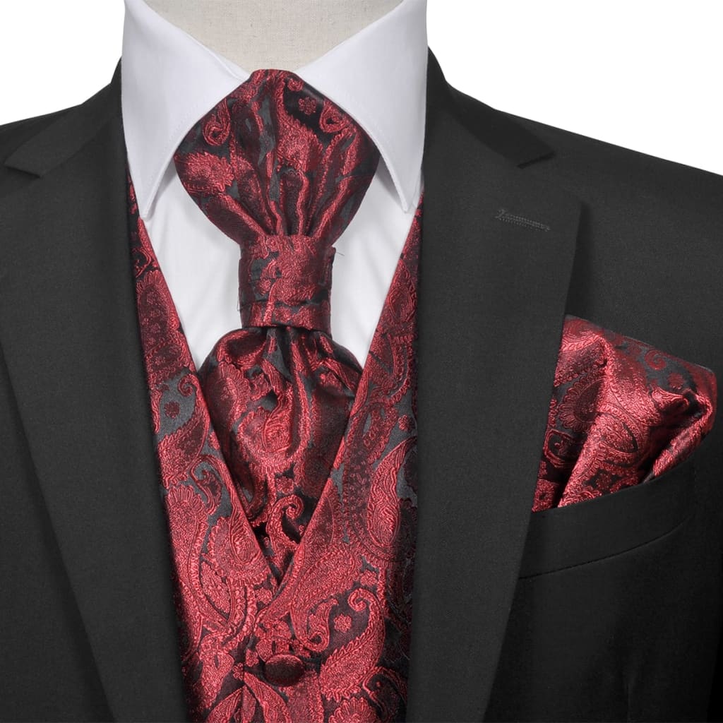 Vidaxl Paisley Mariage Carte Set pour hommes Taille 54 Bordeaux Rood