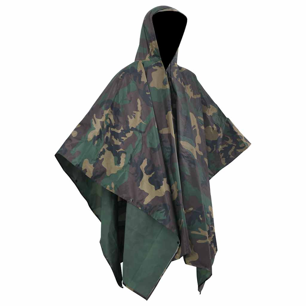 VidaXL poncho de pluie pour camping randonnée armée camouflage imperméable